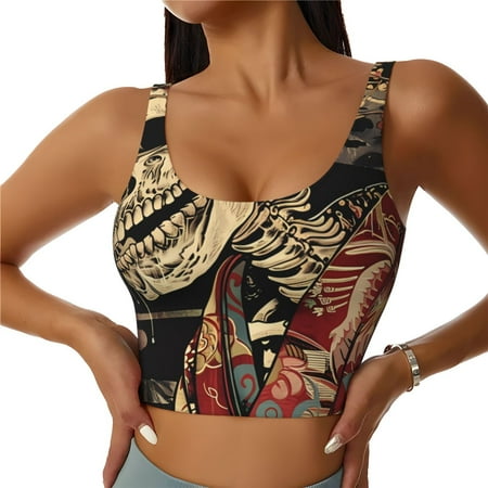 Matuu Gothic Eastern Floral Skull for Women s Sports Bra - Soft  Comfortable and Breathable Sports Vest for Yoga  Fitness  and Dance-Medium