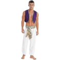 thumbnail image 2 of Mens Halloween Costume Mythical Prince Aladin Carnival Cosplay Party Outfit Sequin Trim Waistcoat With Belted Pants, 2 of 5
