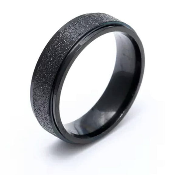EOEMY 6mm Frosted Black Titanium Steel Band Women'S Wedding Matte Party Ring Size 6-13