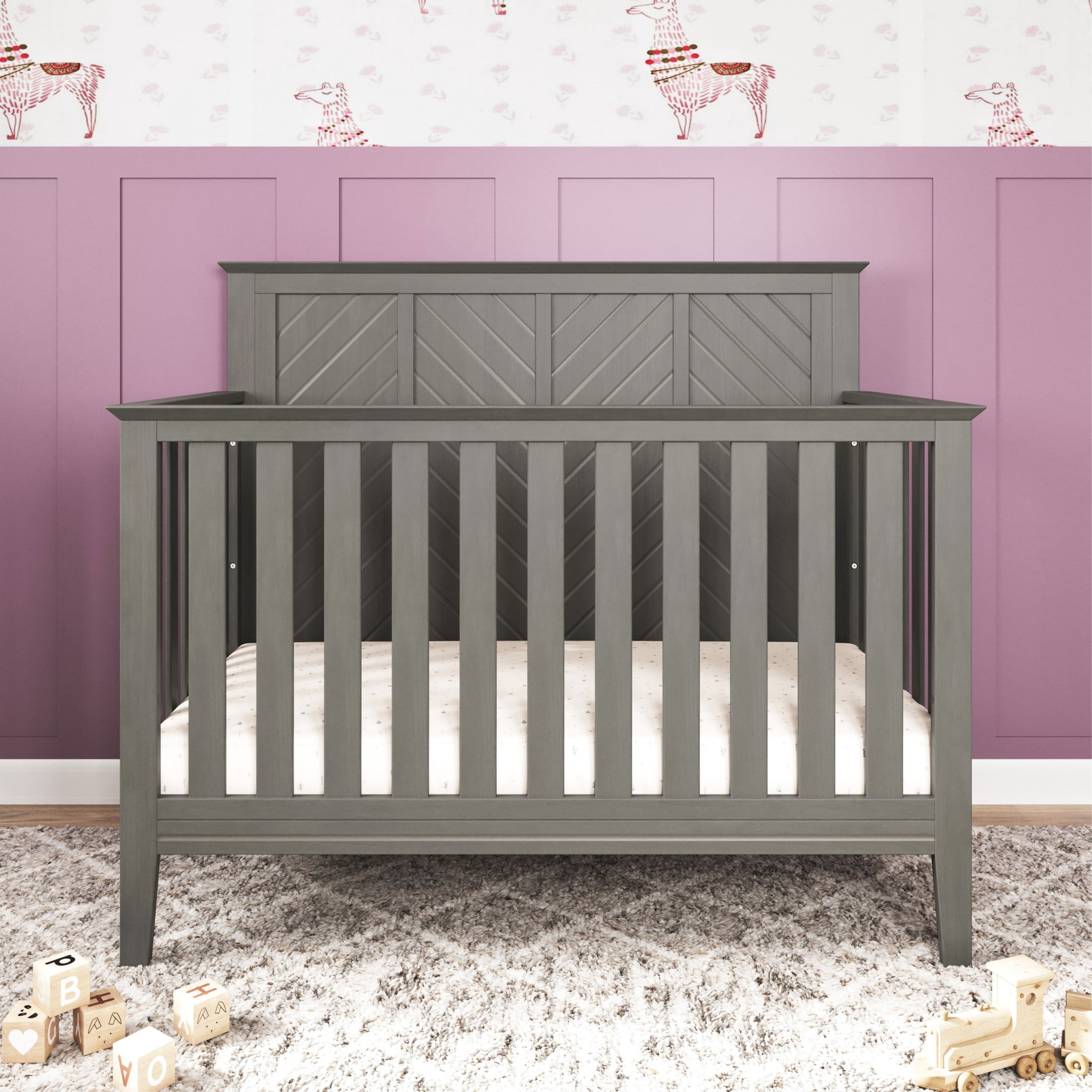 Child Craft Atwood Crib and Dresser Nursery Set, 4-in-1 Convertible Crib with 3-Drawer Dresser, Lunar Gray, 2-Piece