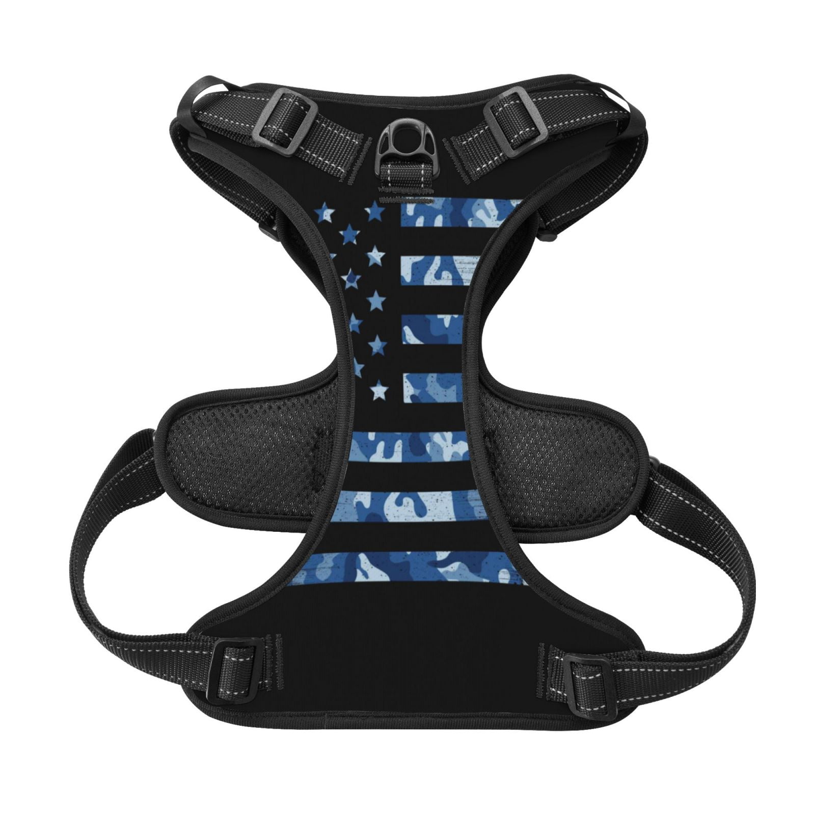 Picia Navy Camouflage American Flag No-Pull Dog Harness Reflective Front Clip Vest with Handle,Step-in Air Dog Harness,Adjustable 2 Metal Rings 4 Buckles,Easy to Put on & Take Off Small