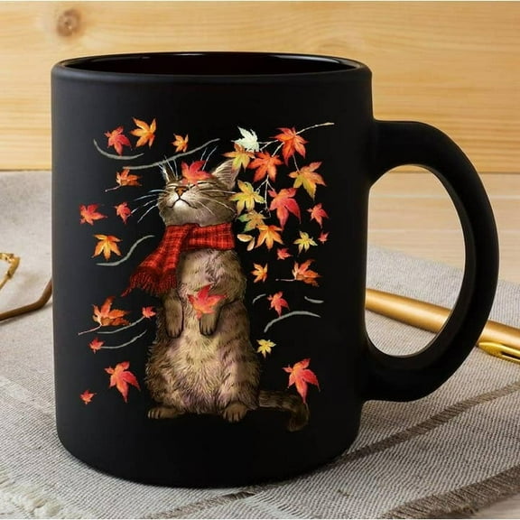 Wholesale Autumn Cat Ceramic Mug 1 Side, It’s Fall Y’all Mug, Cozy Fall Cat Cup