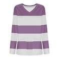 thumbnail image 4 of Xfvqtps Scrub Tops for Women Striped Soft V-Neck Long Sleeve Scrubs Comfortable Lightweight Nursing Uniforms Casual Fashion Striped Nursing Top Working Uniforms with Pockets Purple, 4 of 5