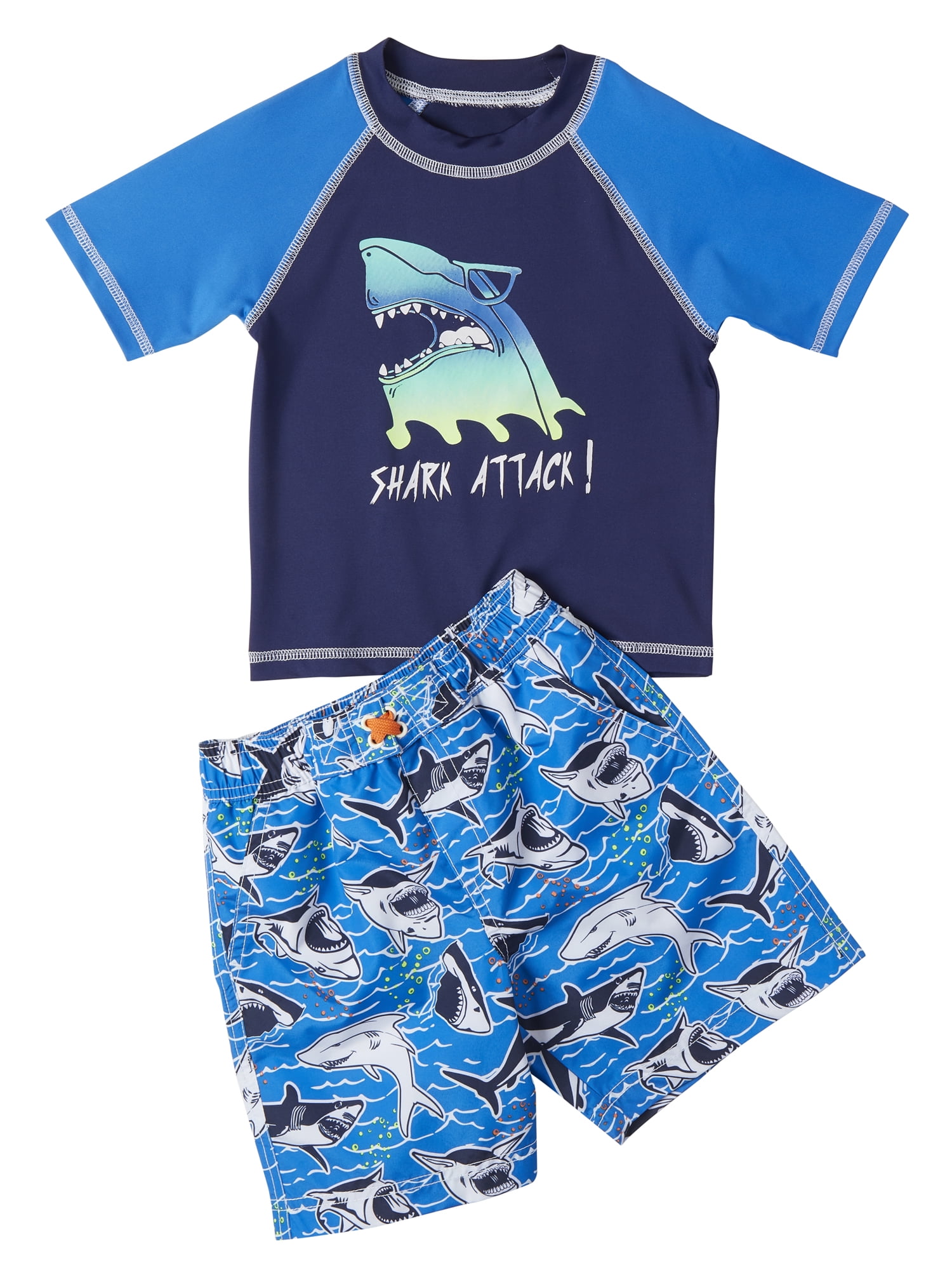 Pineapple Arctic White Short Sleeve Rash Guard /& Swim Trunk 2-Piece Set