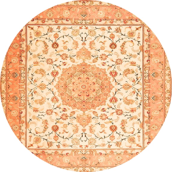 Ahgly Company Indoor Round Medallion Orange Traditional Area Rugs, 3' Round