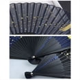 thumbnail image 4 of 2X Abanico Plegable CláSico de Seda Estrellada, Abanico de Mano Plegable de Bambú de Tela Japonesa China (Azul), 4 of 5