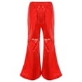thumbnail image 2 of Zaldita Toddler Girls Hip Hop Jazz Streetwear Bell Bottom Pants Kids Sequined Performance Trousers Flare Pants Red 15-16, 2 of 7