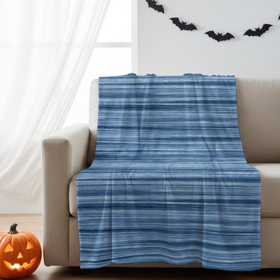 Fleece Blanket Abstract Blue Striped Textured Blankets,Soft Cozy Warm Flannel Throw Blanket,Neutral Aesthetic Blanket for Bed Couch Sofa 30x40in