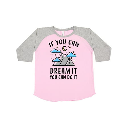 Inktastic If You Can Dream It You Can Do It with Mountains Moon and Stars Tween Short Sleeve T-Shirt Unisex Pink and Heather M