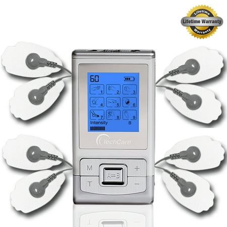 TechCare Massager Tens Unit TechCare 9 Modes 2 in 1 dual AB channels Portable Full Body Handheld Muscle Ache Relief Products Impulse Mini Massager Electronic Pulse Electrotherapy Pain (Best Electrotherapy Pain Relief Device)