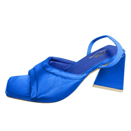 

Larisalt Platform Sandals Women Women s Paris Square Toe Two Strap Flat Sandal Blue