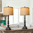 thumbnail image 4 of Oneach Rustic Black Table Lamp Set of 2 with 2 USB Ports 27.25" Resin Farmhouse Bedside Nightstand Lamps for Bedroom Living Room Study, 4 of 10