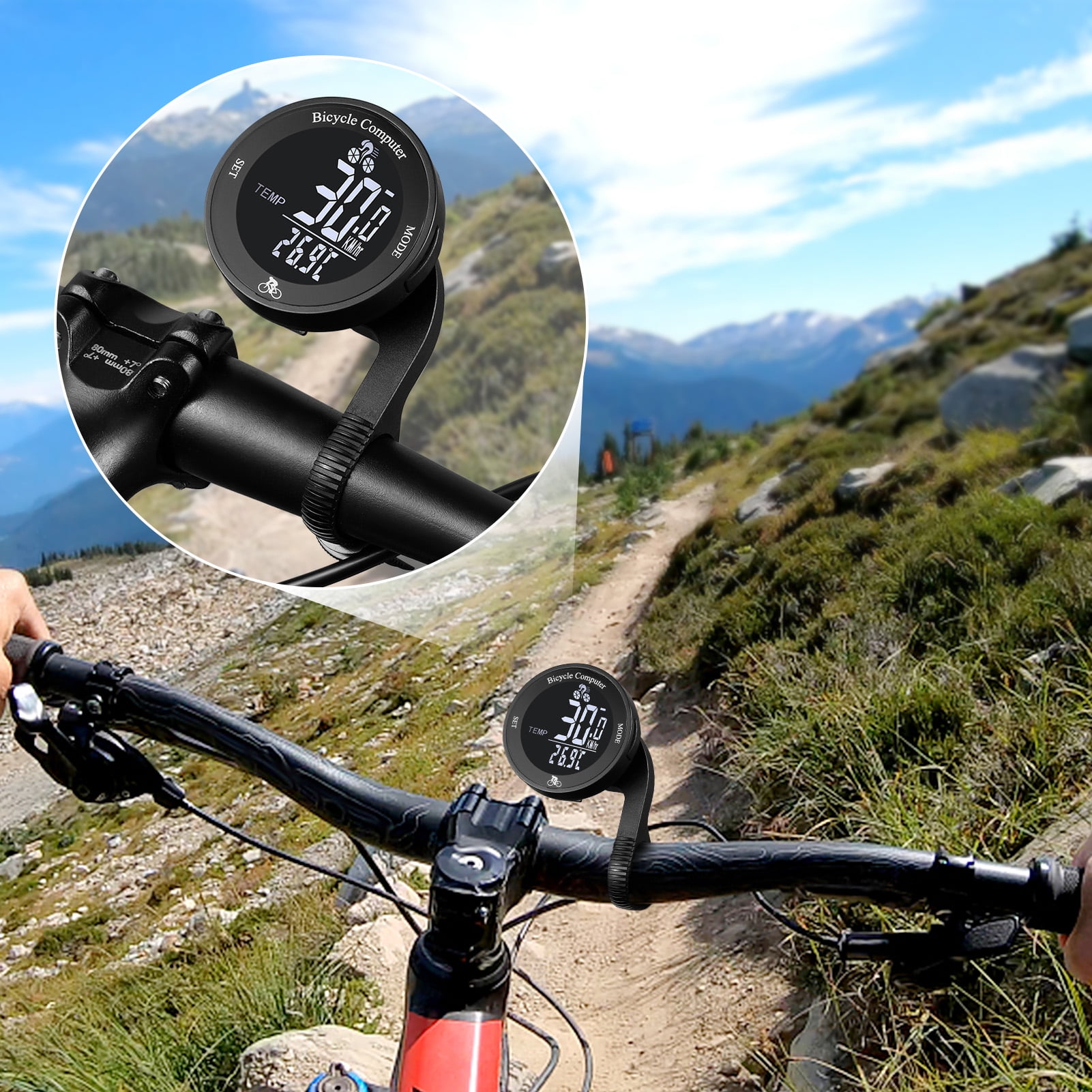 CarevasWireless Bike Computer Waterproof Multi Functional LCD