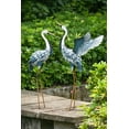 thumbnail image 6 of Teresa's Collections 2Pcs 40.75''H, 37.20''H Blue Metal Heron Decor Garden Sculptures Statues, Large Crane Bird Yard Art for Outdoor Porch Party Decorations, 6 of 15