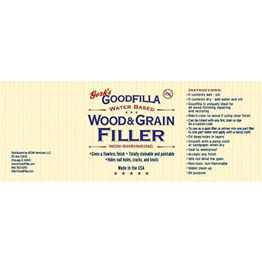 WaterBased Wood & Grain Filler Ash 8 oz By Goodfilla Replace