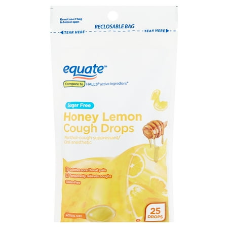 Equate Sugar Free Honey Lemon Cough Drops, 25 count