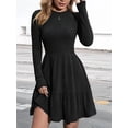 thumbnail image 4 of Womens Long Sleeve Fall Dresses with Flowy Casual Ribbed Knit Crew Neck Knee Length Sweater Dress, 4 of 9