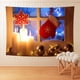 thumbnail image 1 of Fondo de Navidad, tela decorativa, pared de chimenea de Navidad, tela para colgar, árbol de Navidad, diseño de celebración de vacaciones en casa, 1 of 6