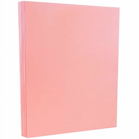 JAM Paper Vellum Bristol, 8 1/2 x 11, Pink Vellum, 67lb, 100 per Pack