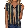 thumbnail image 2 of Jacenvly Hauts pour Femmes Liquidation Mode Printemps Été Impression Non Positionnée T-Shirt Uni Manches Courtes Col en V Hauts pour Femmes Liquidation, 2 of 7