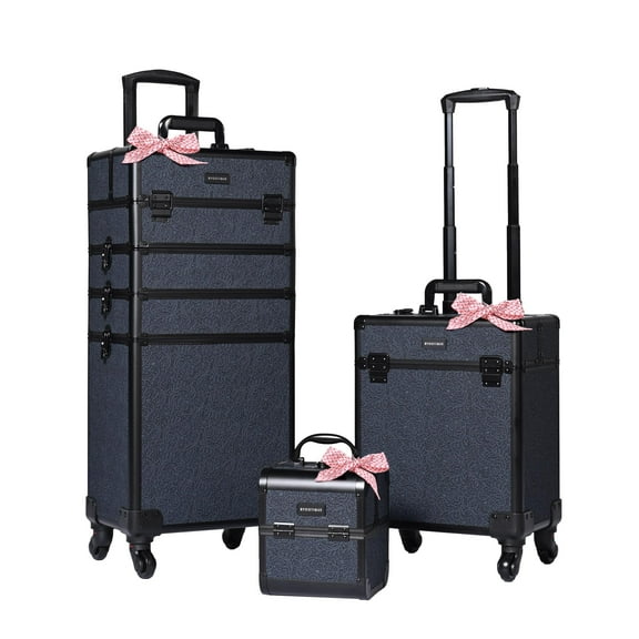 Byootique 3-Piece Makeup Train Cases Cosmetic Organizer Kit Rococo Midnight