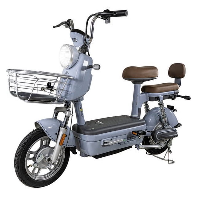 Bicicleta Eléctrica Bicimoto 400w 48v 31km/h Luces Full Led Color Gris