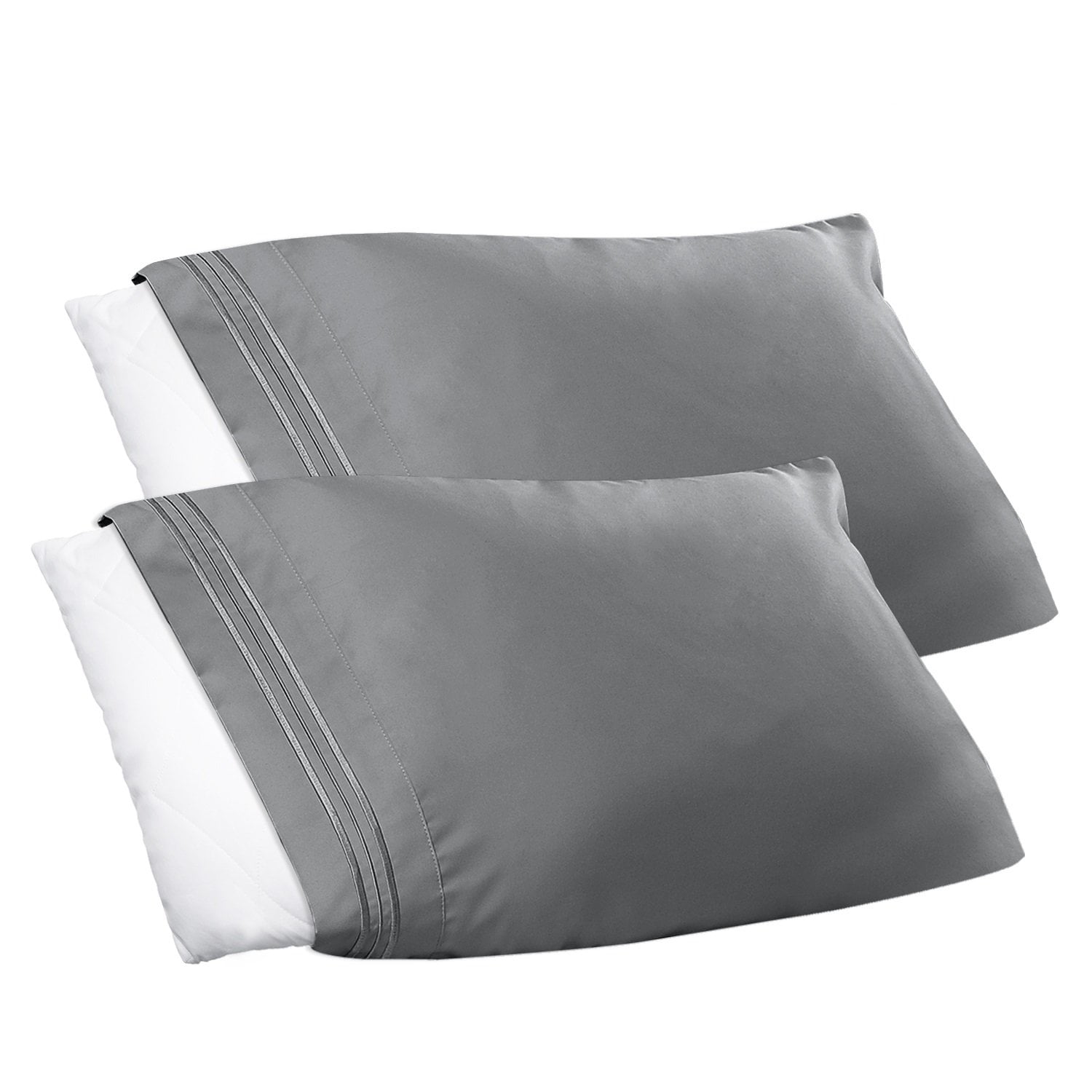 Clara Clark Queen Pillowcases Set of 2 Beach Blue. Ultra Soft Brushed Microfiber Pillow Covers with Envelop Closure