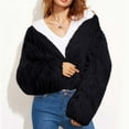 thumbnail image 6 of JGGSPWM Women's Open Front Faux Fluffy Cardigan Long Sleeve Winter Coat Shaggy Jacket Cropped Puffer Jacket Formal Fuzzy Cardigan Black L, 6 of 8