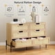 thumbnail image 3 of Estilo rural 6-cajón oak rattan cómoda de madera chest para dormitorio, entrada, y sala de estar, 3 of 7