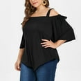 thumbnail image 2 of asdoklhq Womens Plus Size Tops Clearance,Women Casual Plus Size Asymmetric Cold Shoulder Top T-shirt Bow Blouse, 2 of 8