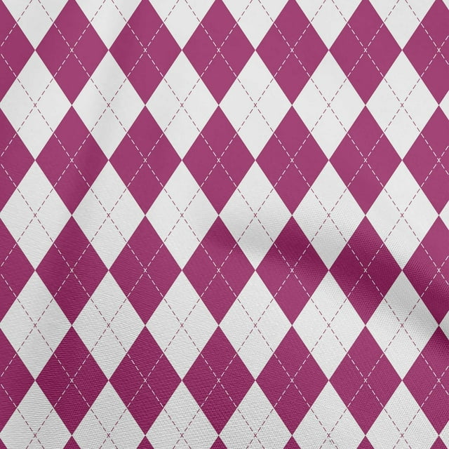oneOone Polyester Spandex Dark Magenta Fabric Argyle Craft Projects Decor Fabric Printed By The Yard 56 Inch Wide