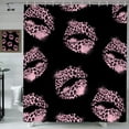 thumbnail image 2 of Pink Leopard Lips Shower Curtain Valentine's Day Love Kiss Cheetah Print Animal Skin on Black Modern Fashion Sexy Girls Women Polyester Fabric Bathroom Curtain with Hooks-72"W x 78"L (Pack of 1), 2 of 6