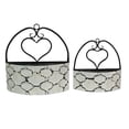 thumbnail image 1 of Large & Small Galvanized Metal Rustic White Wall Pocket Planters Heart Hanging Decor Set of 2, 1 of 5
