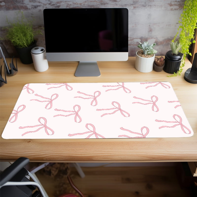 Pink Bow Large Gaming Mouse Pad - Non-Slip, Aesthetic Desk Mat For Women & Girls - Perfect Birthday Gift