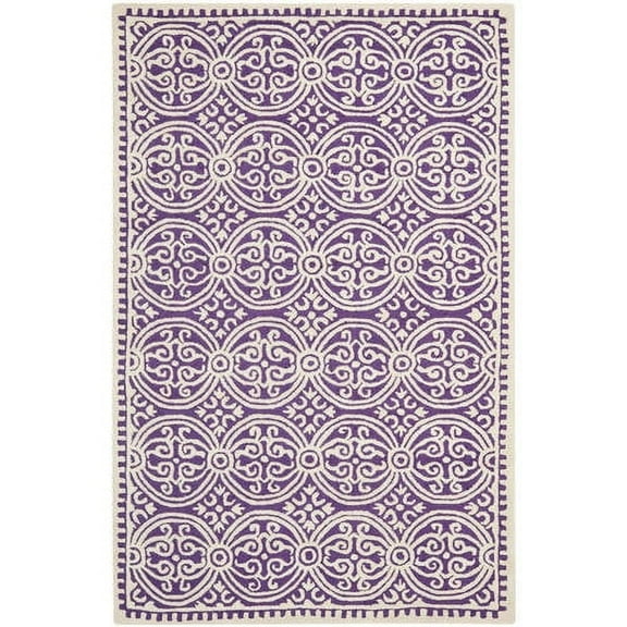 SAFAVIEH Cambridge Leslie Geometric Wool Area Rug, Purple/Ivory, 3' x 5'