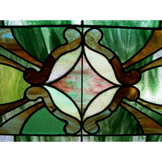 L N Stick Poster Of Stained Glass Green Window L N Stick Poster Of Stained Glass Green Window Pattern 24x16 Adhesive Sticker Print Com