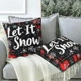 thumbnail image 5 of Let It Snow Throw Pillow Cover Case Red Buffalo Plaid Throw Pillows Set of 2 Super Soft Pillow Covers 18x18 Inches Farmhouse Home Decor for Living Room Bedroom Sofa Couch Cushion Cover, 5 of 6