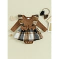 thumbnail image 3 of Musuos Baby Girls Romper Dress 3 6 12 18M Long Sleeve Ruffle Houndstooth Print Patchwork Romper with Headband, 3 of 10