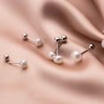 thumbnail image 4 of 18G Pearl Sleeper Tiny Stud Earrings 925 Sterling Silver Cartilage Earring Piercing for Women, 4 of 6