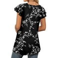 thumbnail image 3 of Anyjoin Women's Short Sleeve Tunic Tops Casual Print Pleated Blouse, 3 of 5
