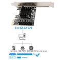 thumbnail image 2 of Tarjeta PCIe SATA, 4 puertos con 4 cables SATA, perfil bajo, Marvell esquí esquí Gafas de esquí, 2 of 5