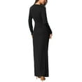 thumbnail image 3 of INSPIRE CHIC Women's Maxi Bodycon Dress V Neck Long Sleeve Side Slit Party Dress M Black, 3 of 7