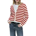 thumbnail image 1 of Comodidad Dama Sueter Rojo Negro Mujer Cardigan, 1 of 8