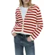 thumbnail image 1 of Comodidad Dama Sueter Rojo Negro Mujer Cardigan, 1 of 8