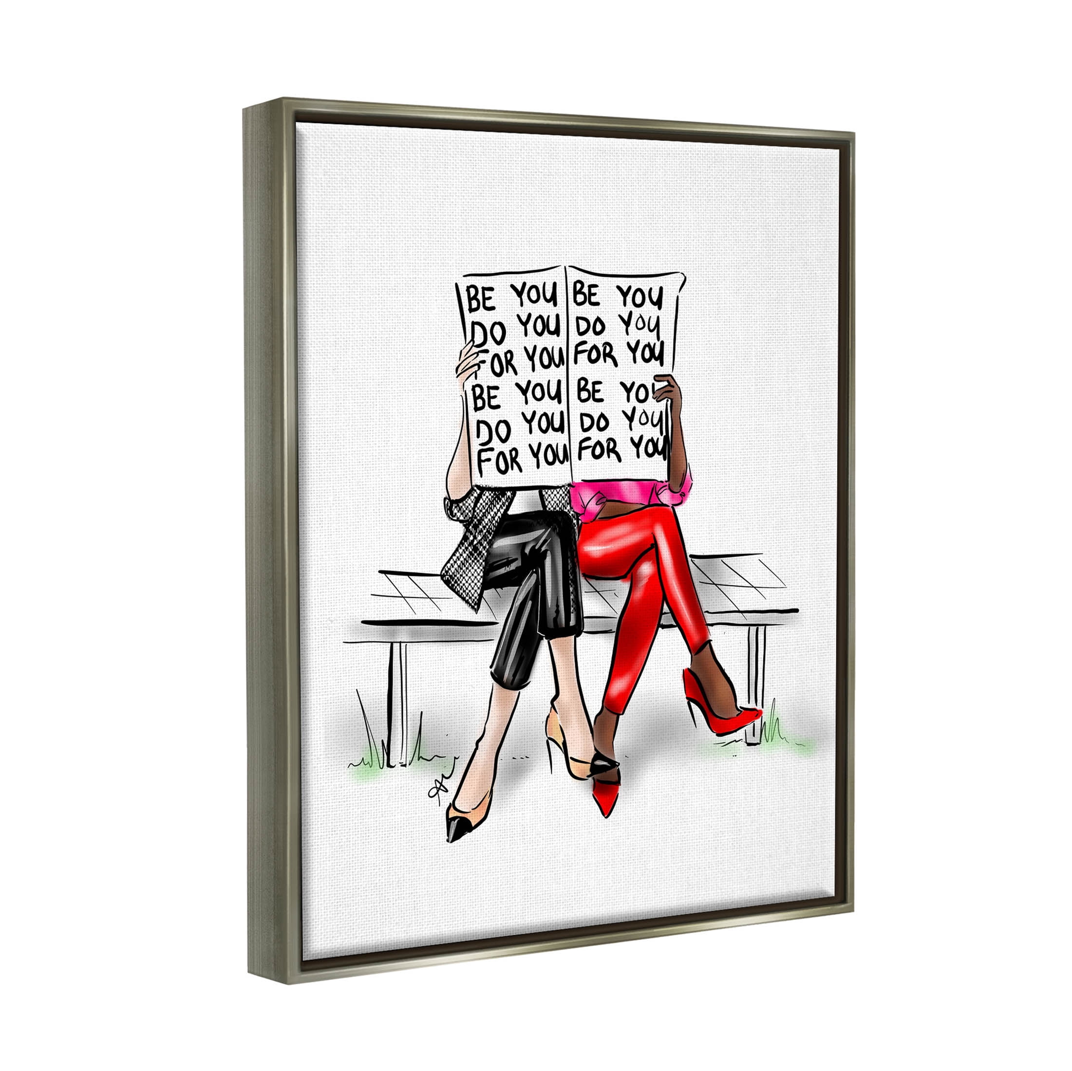 Stupell Industries Be You Confidence Phrase Graphic Art Luster Gray Floating Framed Canvas Print Wall Art, Design by Alison Petrie