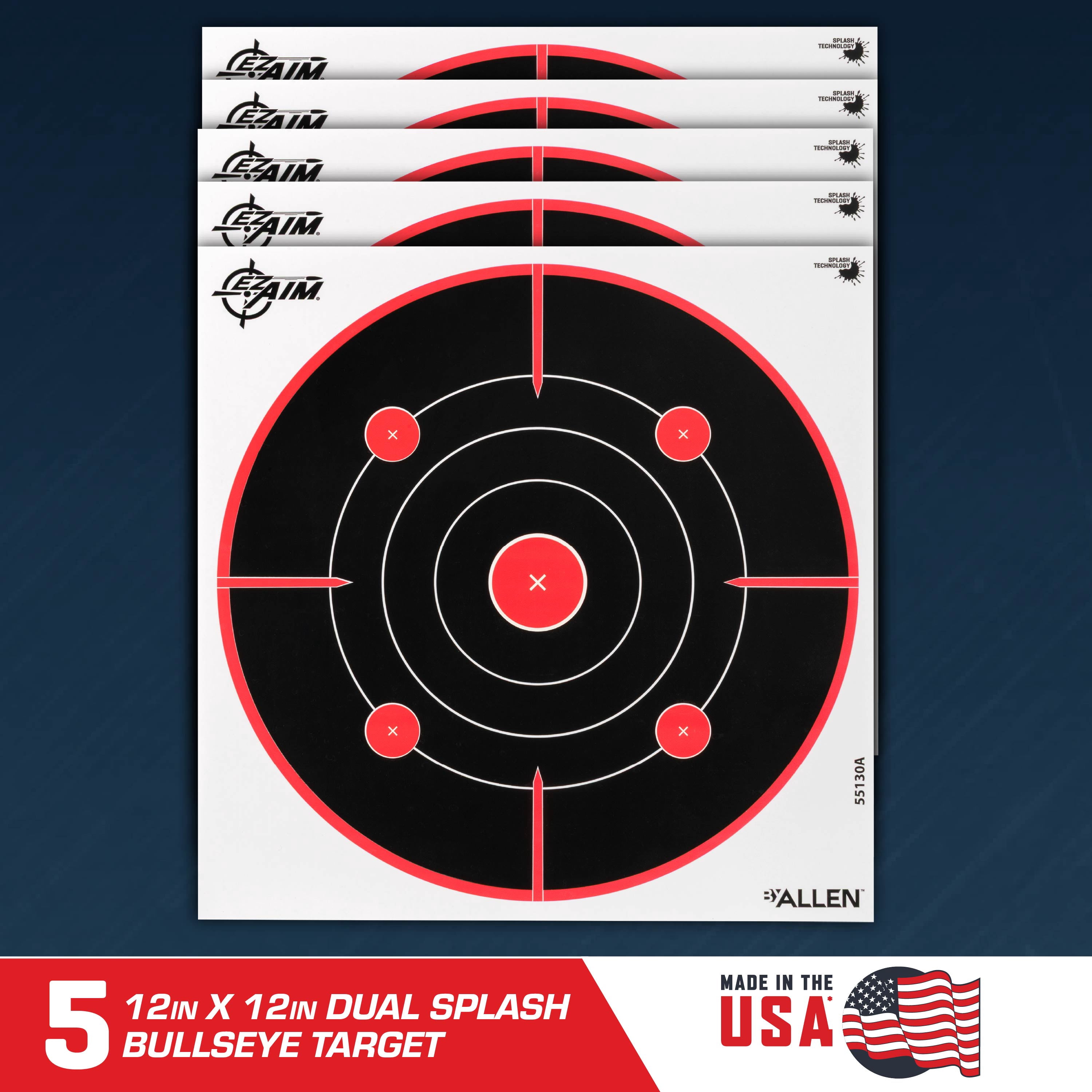 EZ Aim Splash Bullseye and Sight Grid Targets, 12 x 12 Inch, 10 Pack