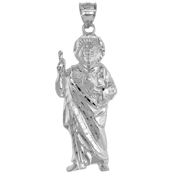 925 Sterling Silver St Jude Thaddeus DC Religious Charm Pendant 48mm