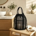 thumbnail image 3 of Portable Mesh Hanging Shower Caddy With External Pocket Sandproof Travel Tote Organizer For Gym Camping Bathroom Black, 3 of 5