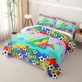 thumbnail image 3 of Homewish Letter A Teal Gradient Soccer Ball Print Twin Quilt Set,Sports Monogram Twin Coverlet Set For Kids Boys And Girls,2 Pieces, 3 of 7