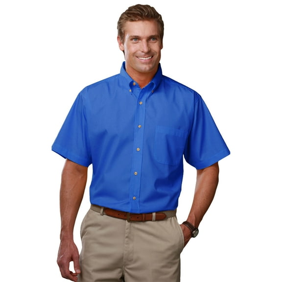 BlueGeneration Mens Short Sleeve Teflon Twill - Turquoise Small Solid